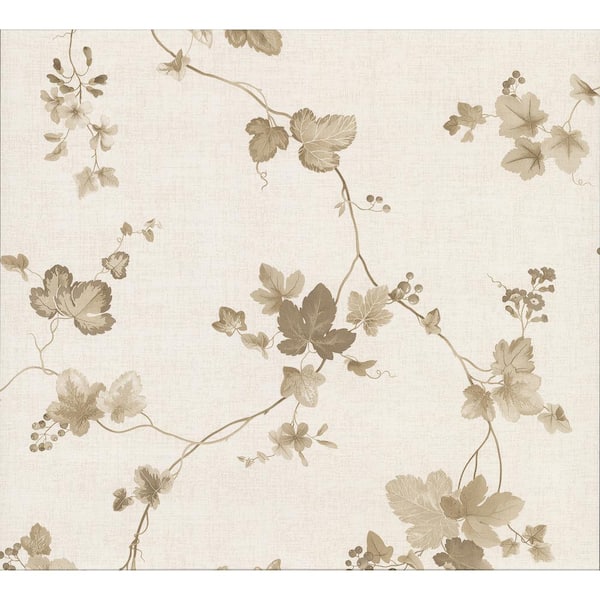 Symon Light Brown Leaf Trail Light Brown Wallpaper Sample
