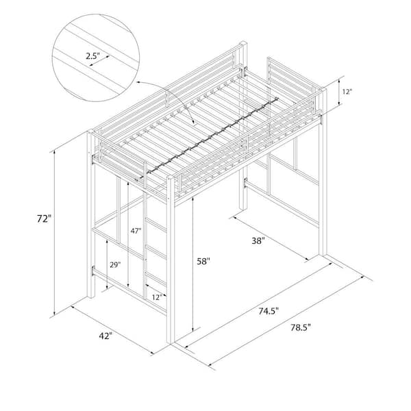 Yourzone metal shop loft bed