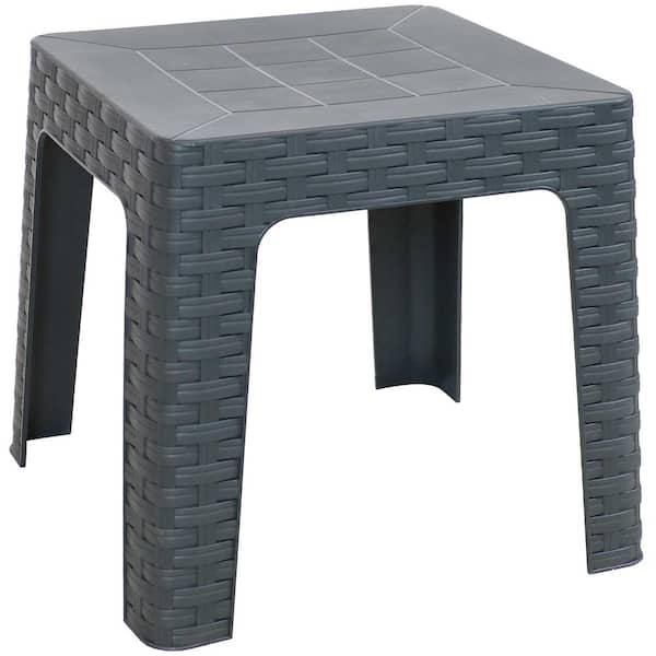 Sunnydaze Decor 18 In Gray Square, Plastic Folding Patio Side Tables