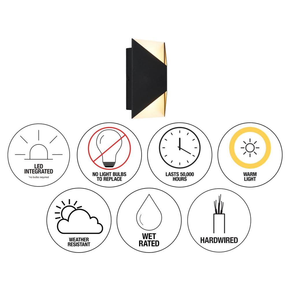 Black Aluminum Modern Outdoor LED Lantern Sconce