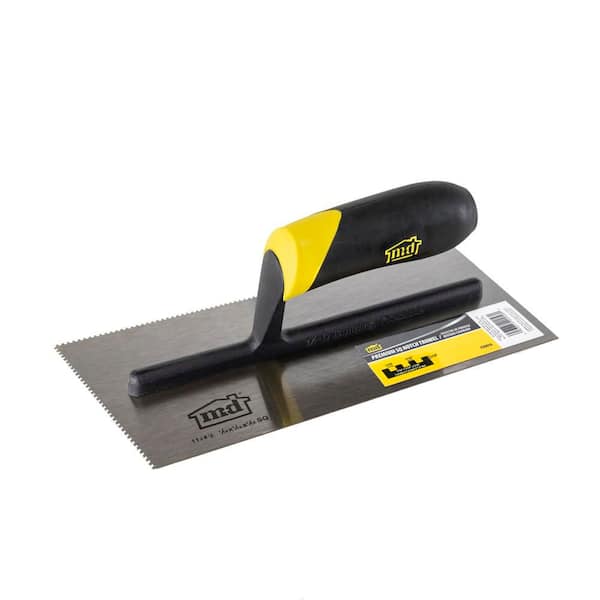 M-D Building Products 11 in. x 1/16 in. x 1/16 in. Square Notch Stainless Steel Flooring Trowel with Comfort Grip