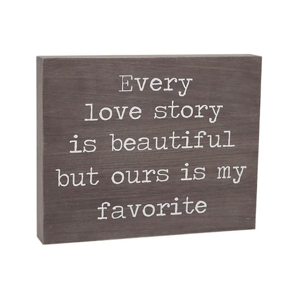 PARISLOFT Farmhouse Every Love Story is Beautiful But Ours is My Favorite Rustic Brown Wood Decorative Sign