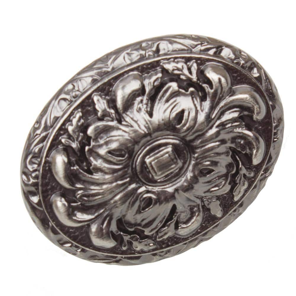 Brushed Pewter Ornate Oval Cabinet Knob Set
