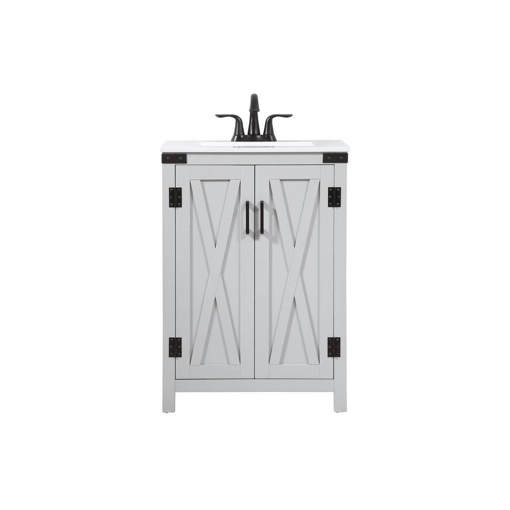 Simply Living 24 in. W x 19 in. D x 34 in. H Bath Vanity in Grey with Ivory