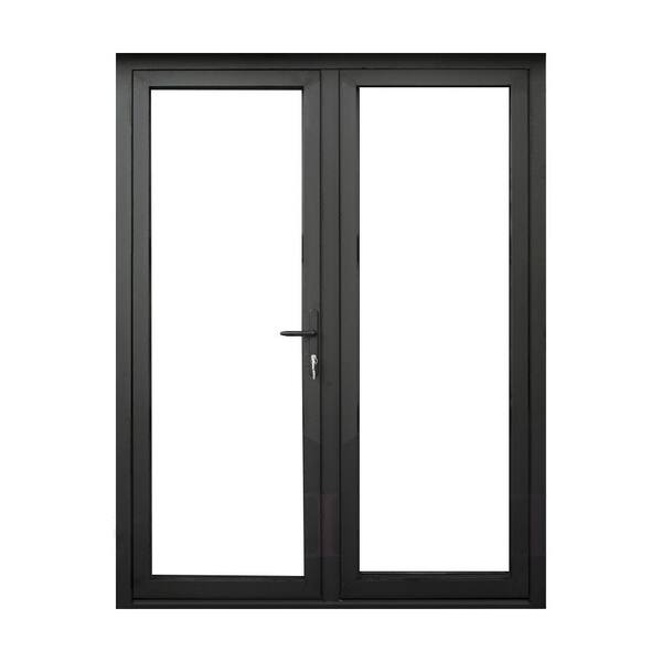 TEZA DOORS Teza French Doors 61.5 in. x 80 in. Matte Black Aluminum French Door 2 Lite Left Hand Outswing