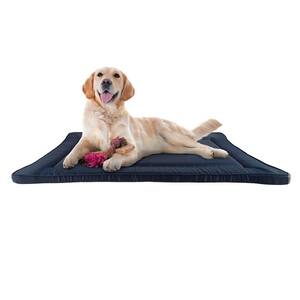 Large Navy Waterproof Pet Bed Washable Dog Kennel Pad with Raised Edge