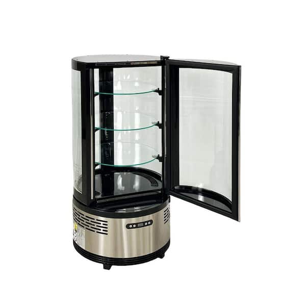 18.9 in. W 3.5 cu. ft. Commercial Countertop Curved Glass Refrigerated Round Bakery Case Display in Black