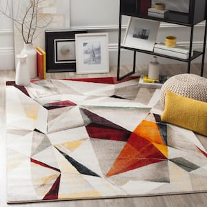 Porcello Light Gray/Orange 4 ft. x 6 ft. Abstract Area Rug