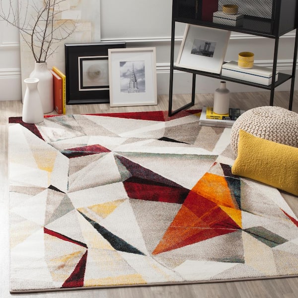 Porcello Light Gray/Orange 8 ft. x 10 ft. Abstract Area Rug