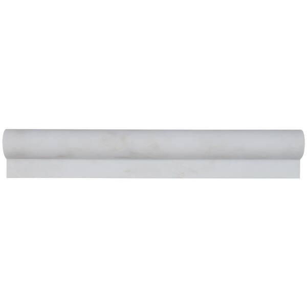 SMOT-RAIL-ARA Greecian White Rail Molding 2 in. x 12 in. Honed Marble Wall Tile (10 sq. ft./Case)