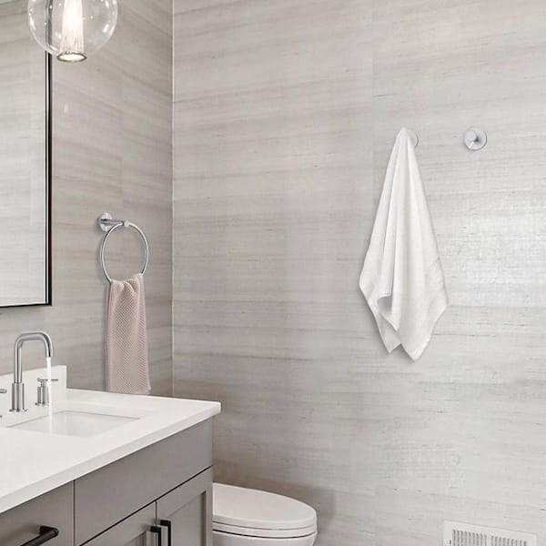 3-Piece Bath Hardware Set with Mounting Hardware with Towel Ring and Hooks in Brushed Nickel