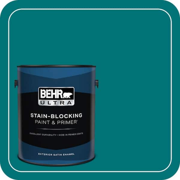 BEHR ULTRA 1 gal. #T15-3 Essential Teal Satin Enamel Exterior Paint & Primer