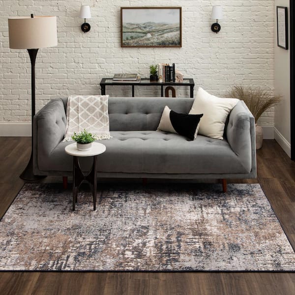 Angelo Steel 2 ft. 1 in. x 3 ft. 8 in. Modern Contemporary Abstract Painterly Area Rug