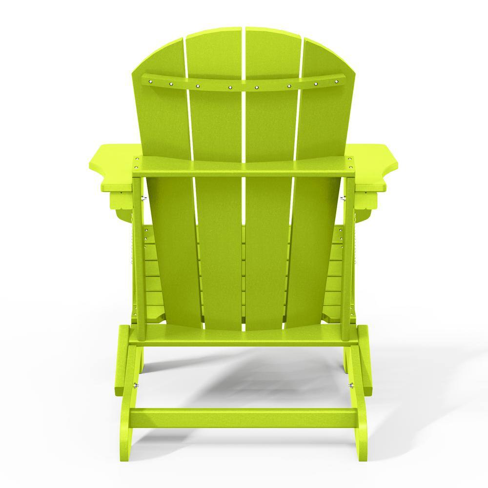 Lime Green Poly Folding Outdoor Adirondack Chairs, Set of 2