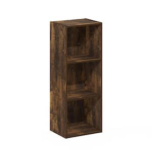 Pasir 31.5 in. Tall Amber Pine Wood 3-Shelf Standard Bookcase