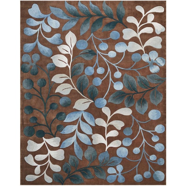 Nourison Contour Mocha 9 ft. x 12 ft. Botanical Contemporary Area Rug