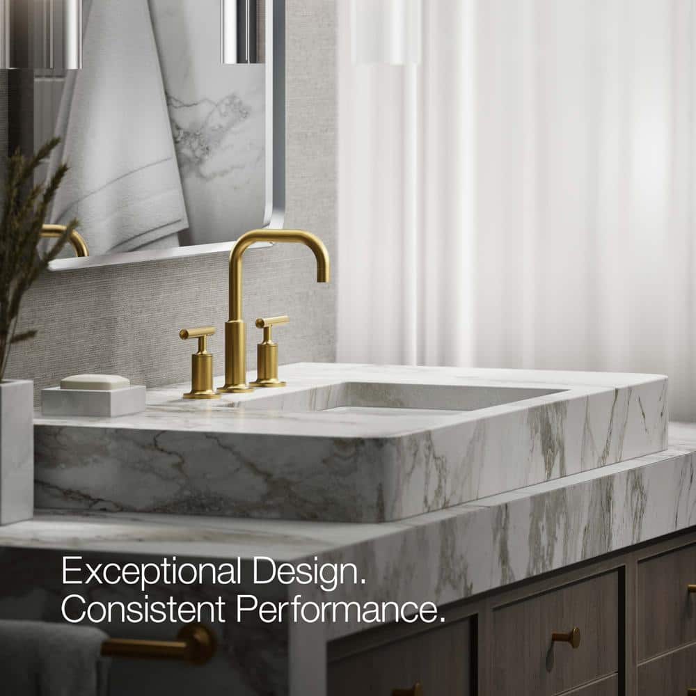 Vibrant Brushed Moderne Brass Widespread Bathroom Faucet
