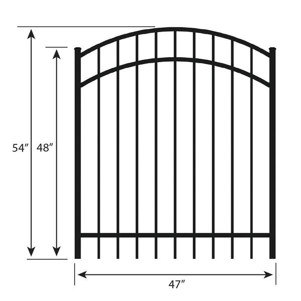 FORGERIGHT Vinings 4 ft. W x 5 ft. H Black Aluminum Arched Pre-Assembled Fence Gate