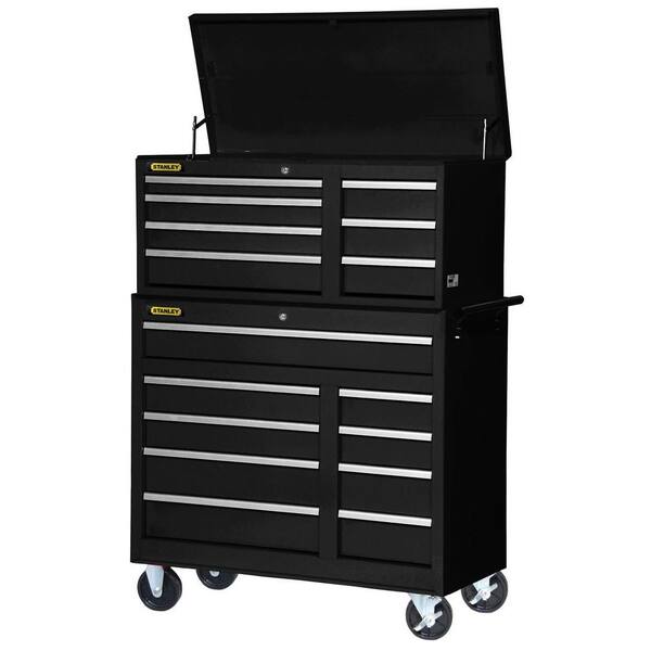 Stanley Workshop 42 in. 16-Drawer Tool Chest and Cabinet Combo in Black