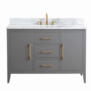48 in. W x 22 in. D x 34 in. H Single Sink Bathroom Vanity Cabinet in Cashmere Gray with Engineered Marble Top