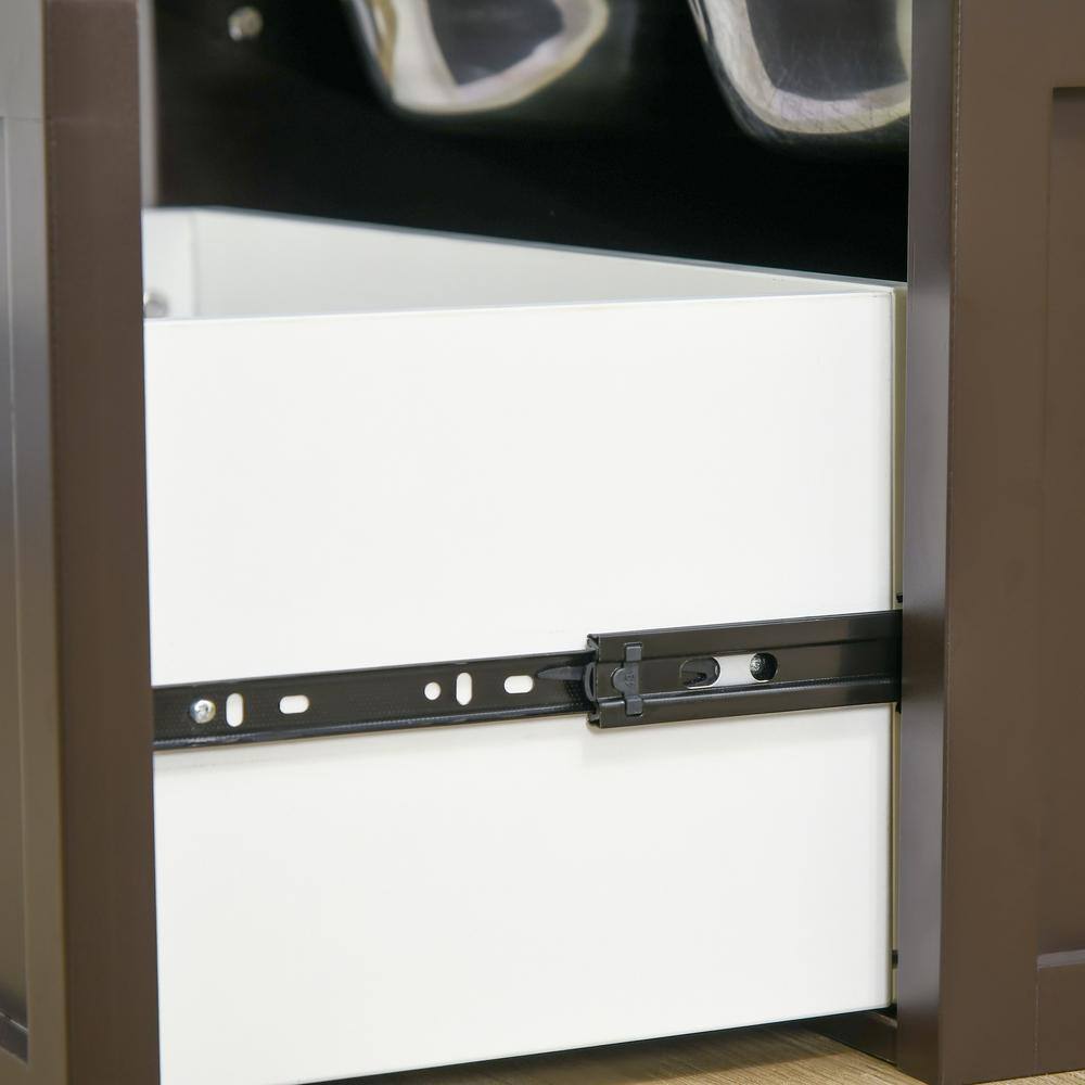Large Coffee Elevated Dog Feeding Station with Storage Drawer