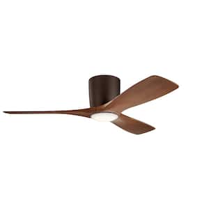 Volos 48 in. Indoor Satin Natural Bronze Low Profile Ceiling Fan with Integrated LED with Wall Control Included