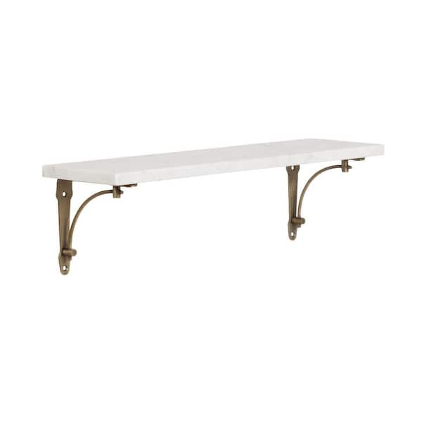 Hatley 20 in. W x 5 in. D White/Gold Stone Decorative Wall Shelf