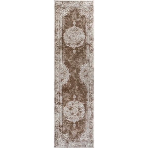 Rosalia Cottage Medallion Cream/Brown 2 ft. x 8 ft. Runner Rug