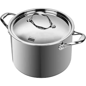 Cook N Home 8 qt. Stainless Steel Stock Pot in Black and Stainless Steel  with Glass Lid 02440 - The Home Depot