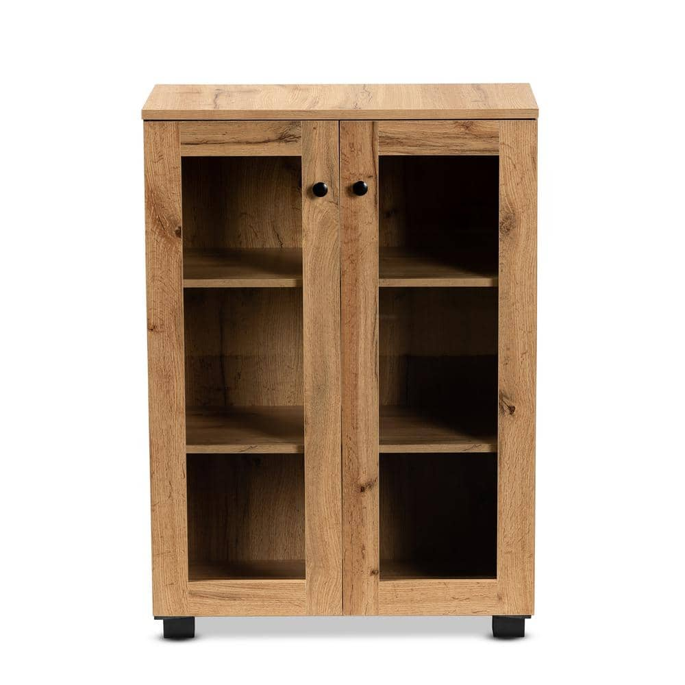 Baxton Studio Mason Oak Brown and Black Storage Cabinet 189 11976