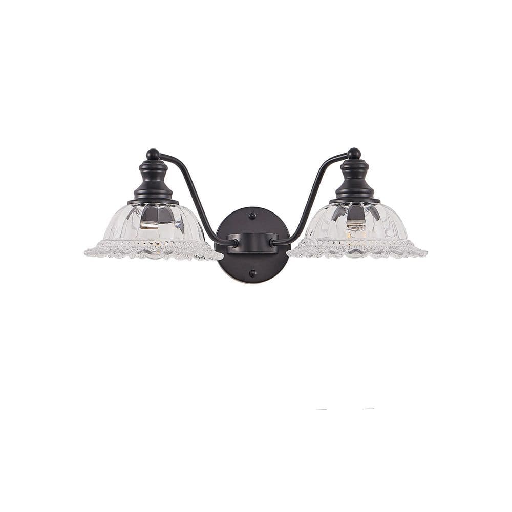 Modern 20 in. 2-Light Black Vanity Light Wall Sconce with Glass Shades price history on PriceWatchPro