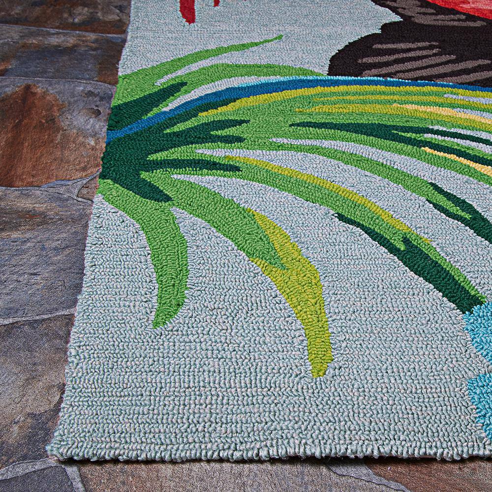 Covington Handmade Tropical Blue Rectangular Synthetic Area Rug, 3'6" x 5'6"