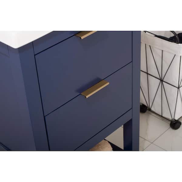 Klein 20 in. W x 15 in. D Bath Vanity in Blue with Porcelain Vanity Top in White with White Basin
