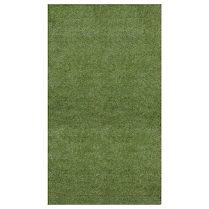 Evergreen Collection Waterproof Solid Indoor/Outdoor (6'6" x 20') 7 ft. x 20 ft. Green Artificial Grass Runner Rug