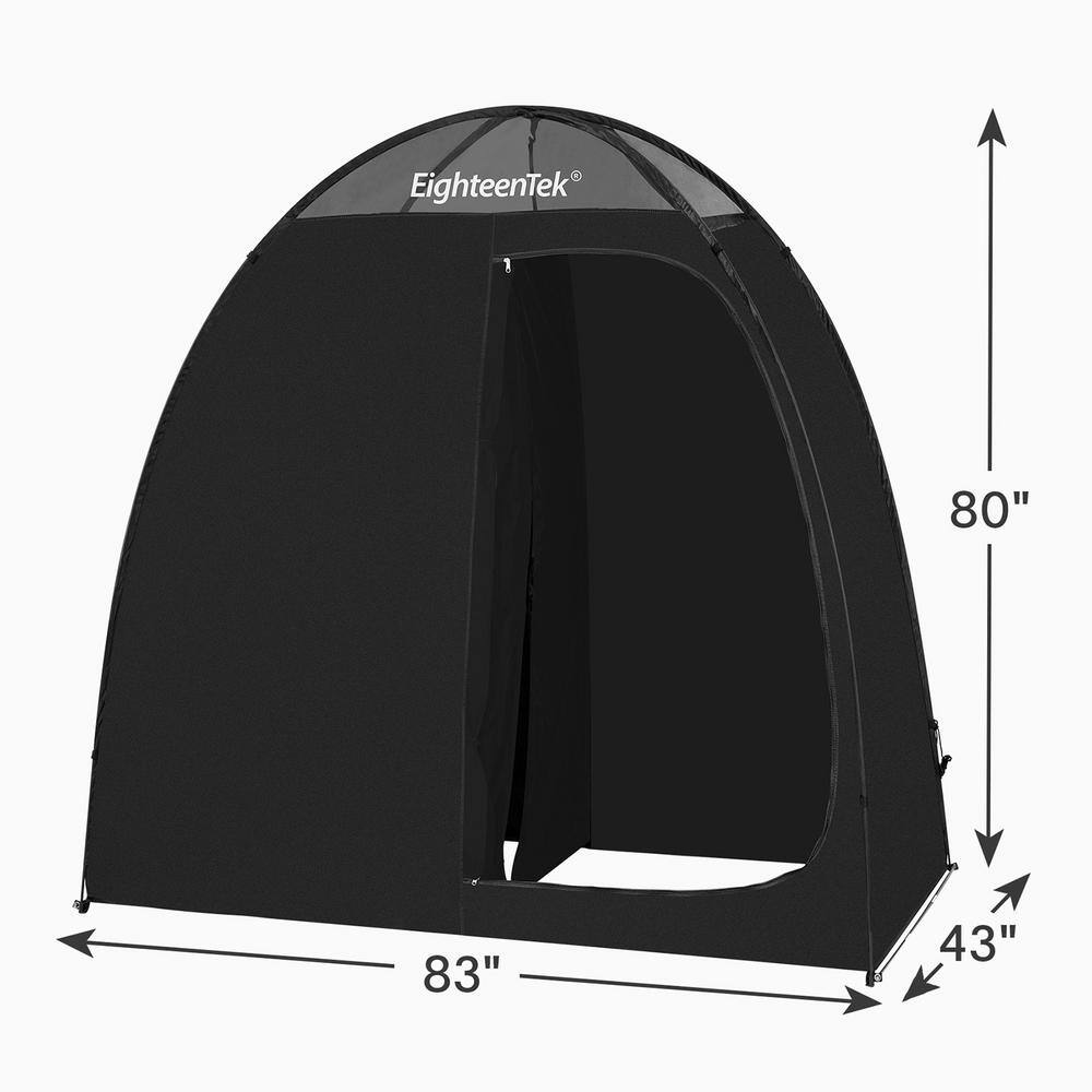 EighteenTek Black Polyester 2-Room Camping Shower Tent