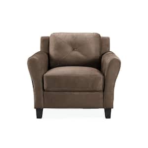 Harvard Microfiber Chair with Rolled Arm in Brown