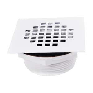 2 in. Sch 40 PVC Shower Drains with 4-1/4 in. Square Cover, White