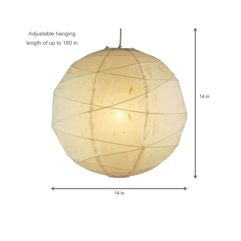 Contemporary Orb 21" Natural Bamboo Rice Paper Pendant Light