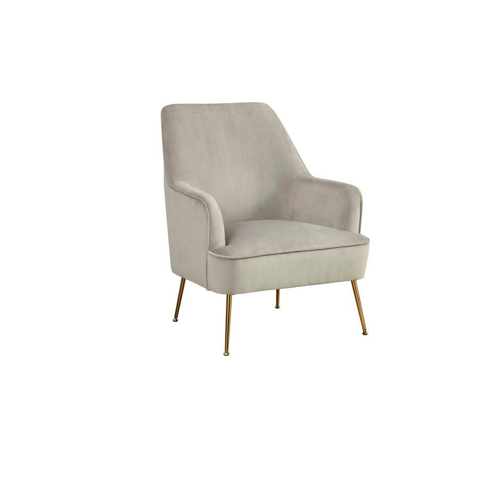 Alpine Furniture Rebecca Grey With Gold Legs Polyester Arm Chair With   Grey With Gold Legs Accent Chairs 9010 1 Gry 64 1000 