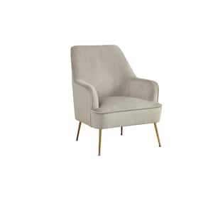 Rebecca Grey with Gold Legs Polyester Arm Chair with Solid Wood
