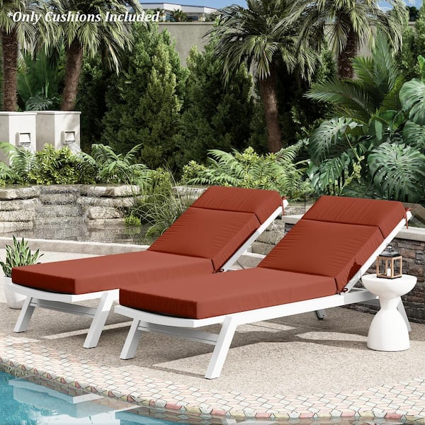 80 in. x 26 in. x 4 in. ( 2-Pack ) Outdoor Water-Resistant Replacement Chaise Lounge Seat Cushion Terra Red