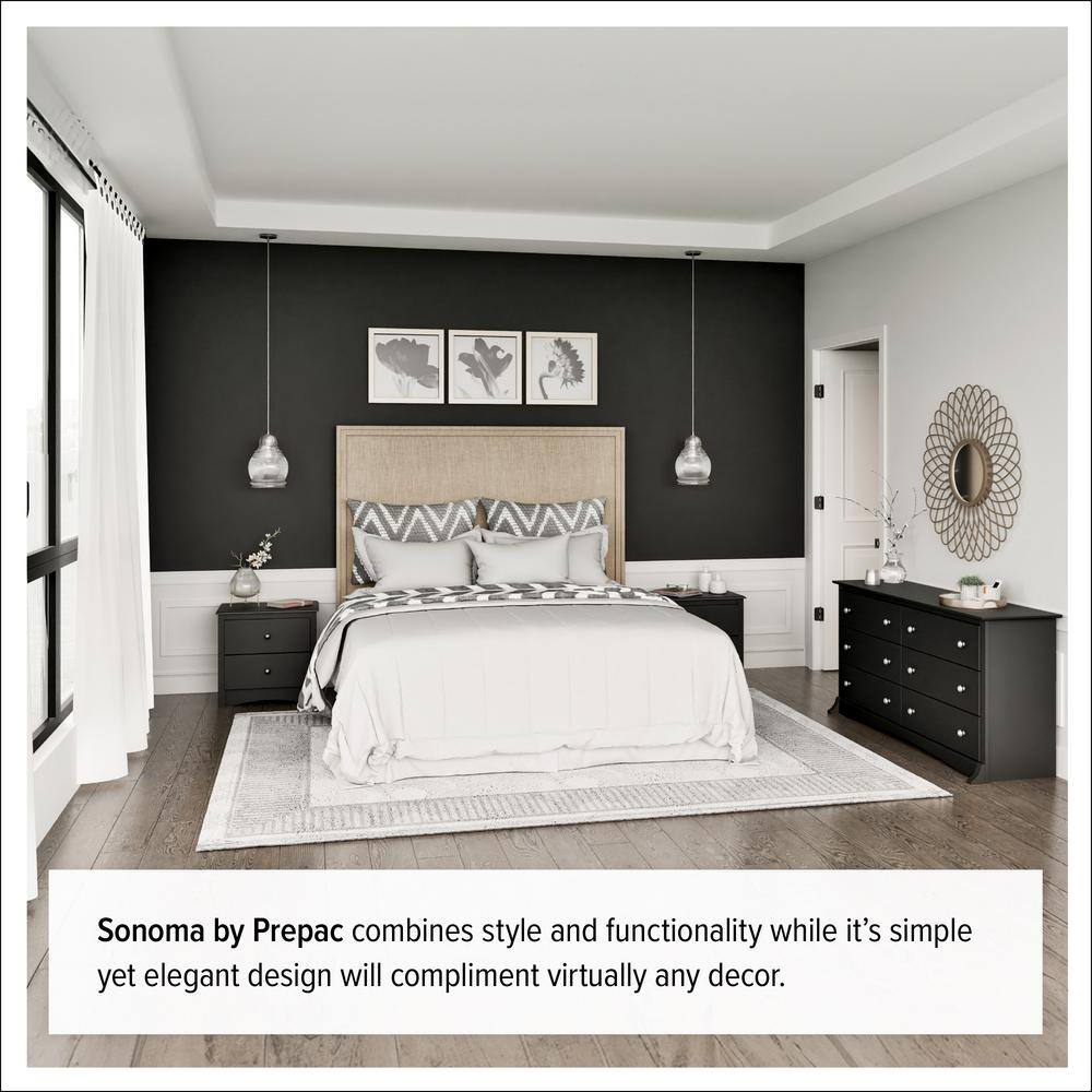 Black Double 6-Drawer Modern Bedroom Dresser