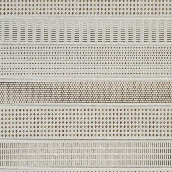 Beige, Brown 5 ft. x 7 ft. Woven Geometric Polypropylene Rectangle Indoor/Outdoor Area Rug