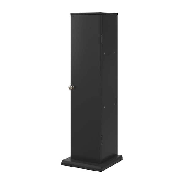 7.7 in. W x 7.7 in. D x 25.6 in. H Black Small Linen Cabinet, Thin Bathroom Corner Floor Cabinet Toilet Holder