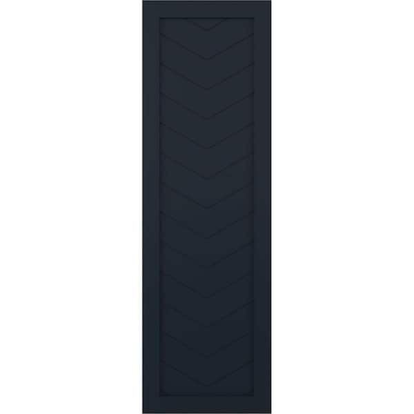 Ekena Millwork 15" x 42" PVC Single Panel Chevron Modern Style Fixed Mount Board and Batten Shutters, Starless Night Blue (Per Pair)