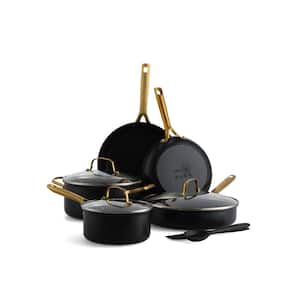 Deco Hard Anodized Healthy 10-Piece Ceramic Nonstick Cookware Pots and Pans Set, Black