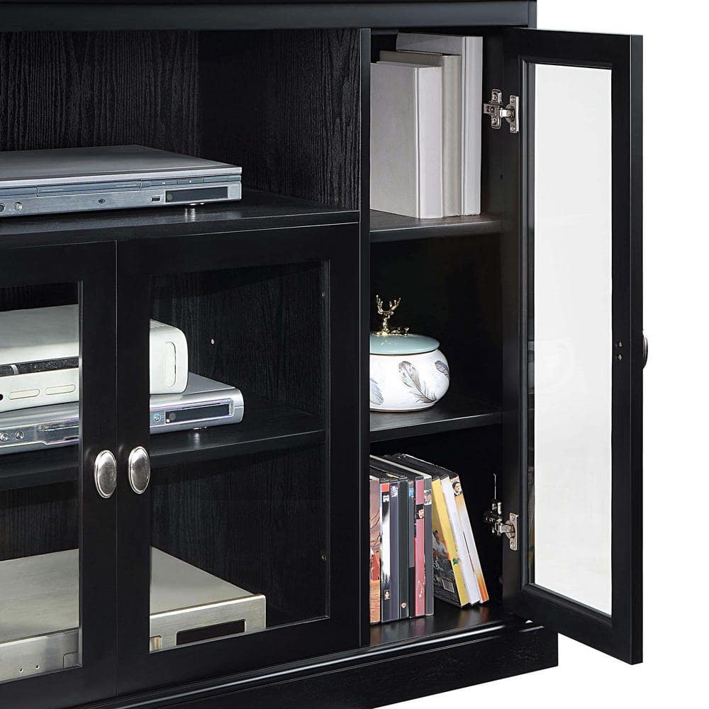 Convenience Concepts Summit Highboy TV Stand with Storage Cabinets and Shelves, Black