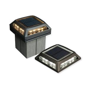 Muskoka Solar/Battery Operated Black Aluminum LED 4 in. x 4 in. Path, Dock and Deck Post Light (2-Pack)