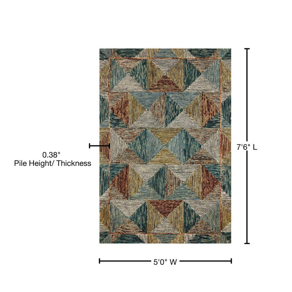 Handmade Ivory Geometric Wool 5' x 7' Area Rug