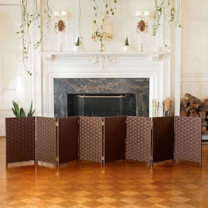 2 ft. Short Woven Fiber Folding Screen - 8 Panel - Dark Mocha